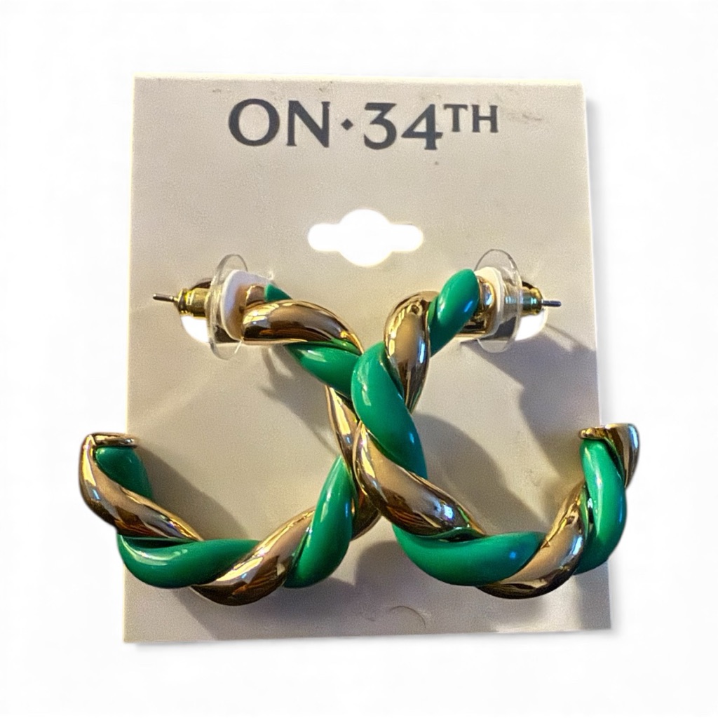 Nwt! On 34th Green Swirl Hoop Earrings